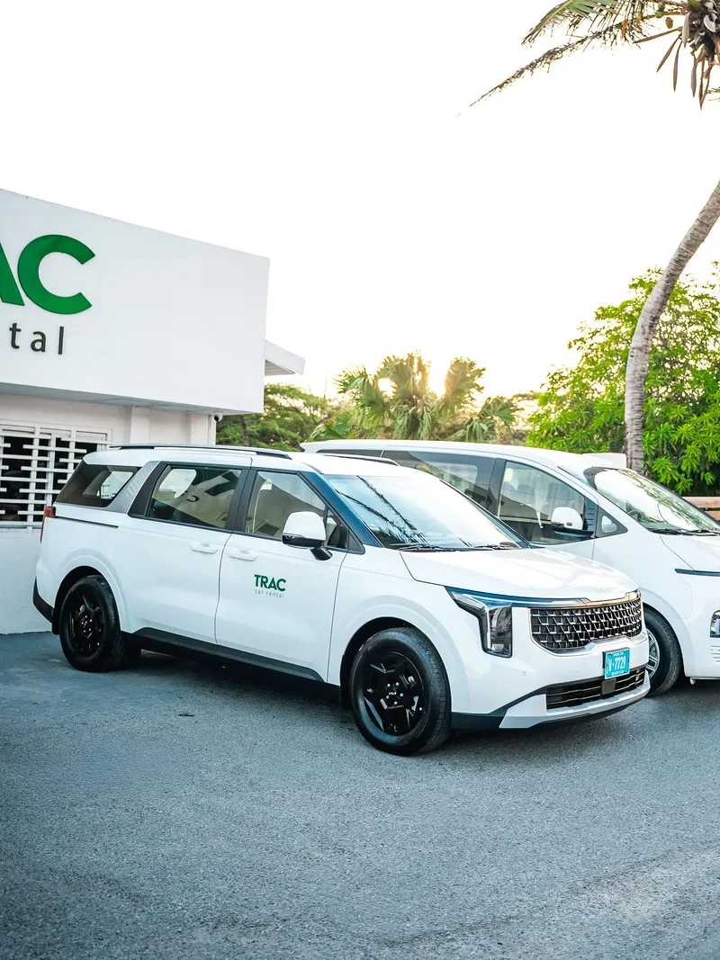 TRAC's Kia Carnival from the front and side